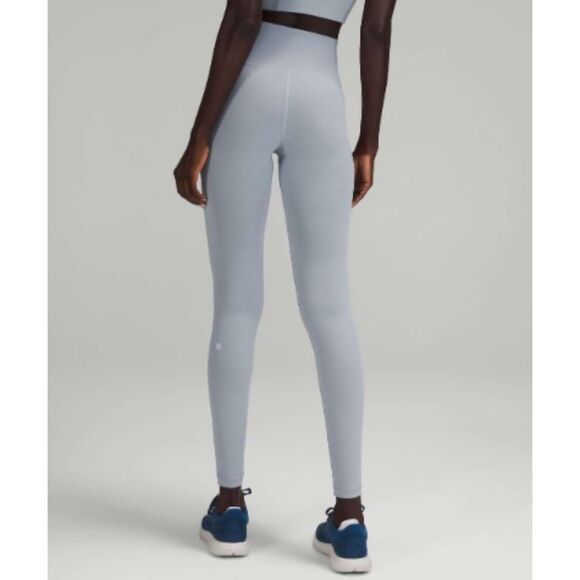 LULULEMON Chambray Blue Wunder Train High Rise Workout Athletic Ankle Leggings 2 - Picture 2 of 10